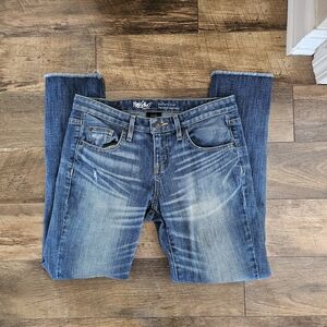Boyfriend Crop Jeans with Vintage Fading